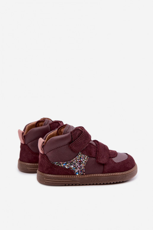 Scarpe in suede per bambini bordeaux Barefoot Froddo G2110157-4