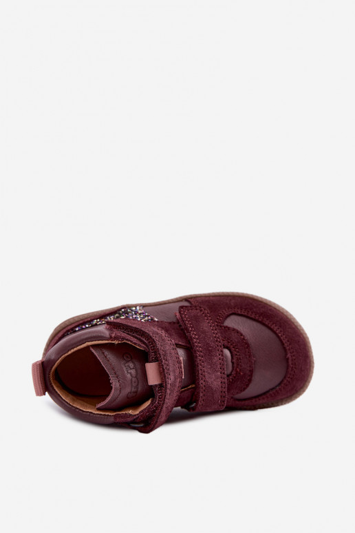 Scarpe in suede per bambini bordeaux Barefoot Froddo G2110157-4