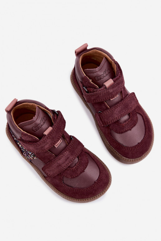 Scarpe in suede per bambini bordeaux Barefoot Froddo G2110157-4