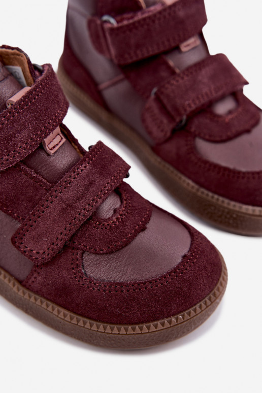 Scarpe in suede per bambini bordeaux Barefoot Froddo G2110157-4
