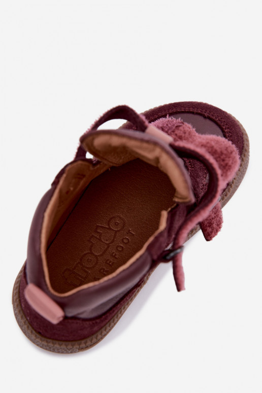 Scarpe in suede per bambini bordeaux Barefoot Froddo G2110157-4
