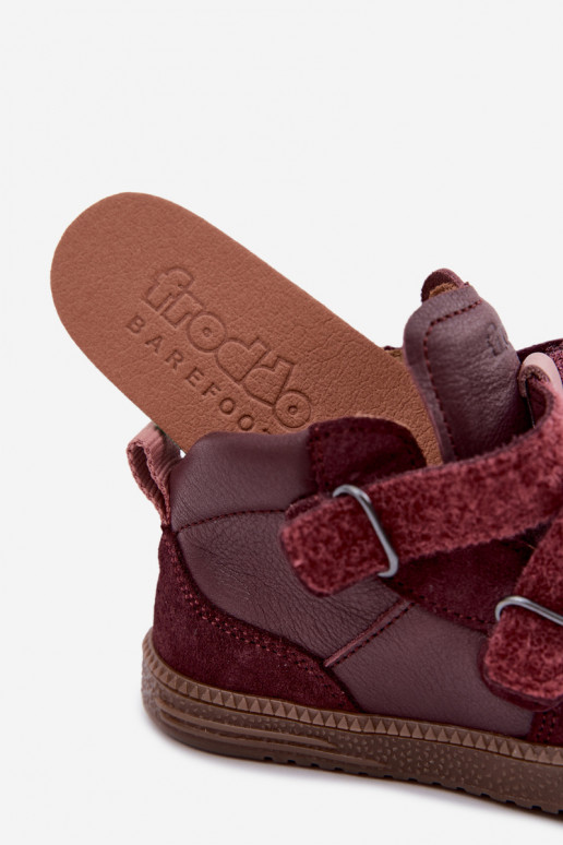Scarpe in suede per bambini bordeaux Barefoot Froddo G2110157-4