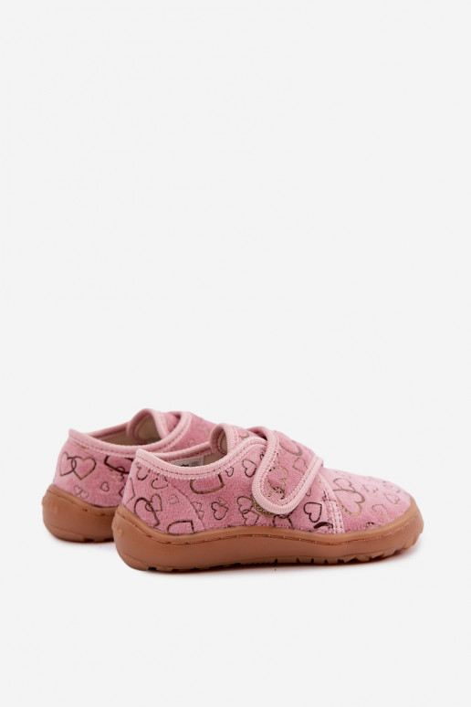 Pantofole per bambini con chiusure adesive Barefoot Širdelės Froddo G1700438-18 rosa