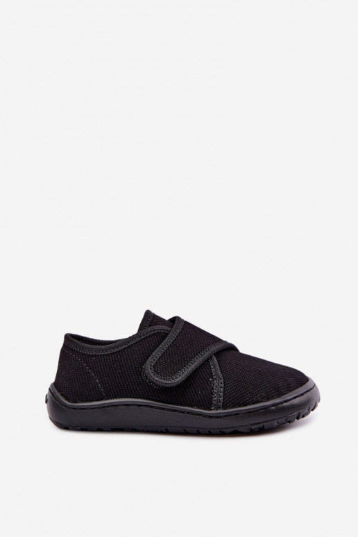 Pantofole per bambini maschi con chiusure adesive Barefoot Froddo G1700438-15 nere