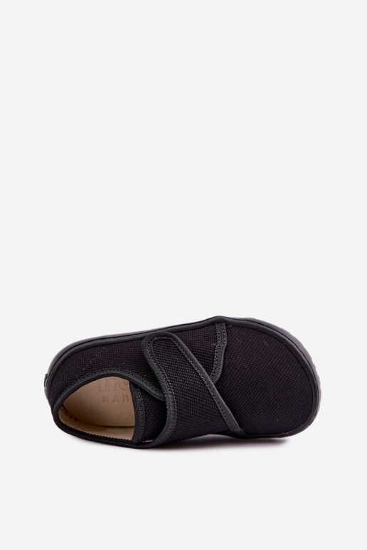 Pantofole per bambini maschi con chiusure adesive Barefoot Froddo G1700438-15 nere