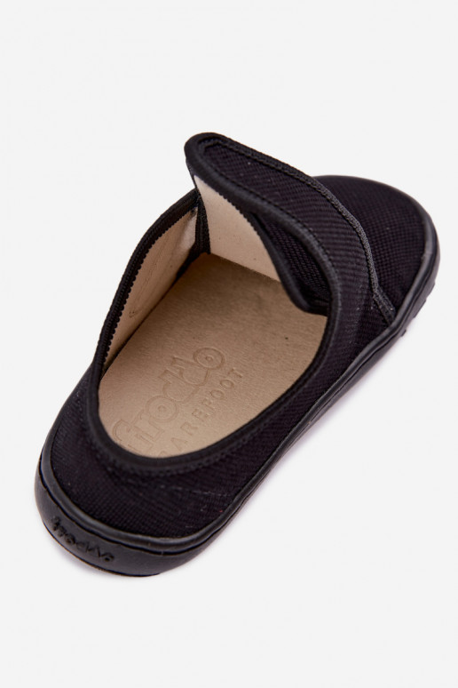 Pantofole per bambini maschi con chiusure adesive Barefoot Froddo G1700438-15 nere