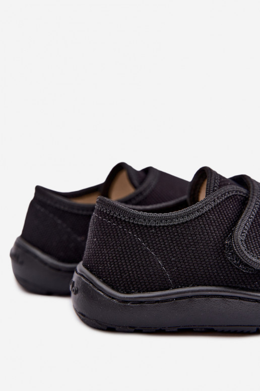 Pantofole per bambini maschi con chiusure adesive Barefoot Froddo G1700438-15 nere
