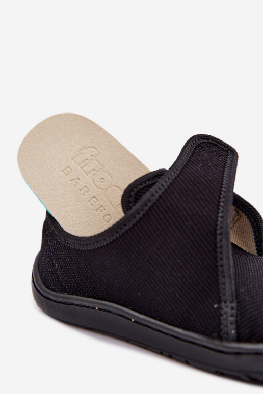 Pantofole per bambini maschi con chiusure adesive Barefoot Froddo G1700438-15 nere