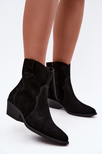 Stivali in finta suede in stile cowboy con tacco color nero Daliae