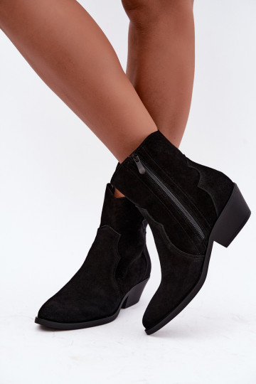 Stivali in finta suede in stile cowboy con tacco color nero Daliae 2