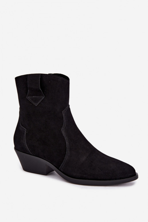 Stivali in finta suede in stile cowboy con tacco color nero Daliae