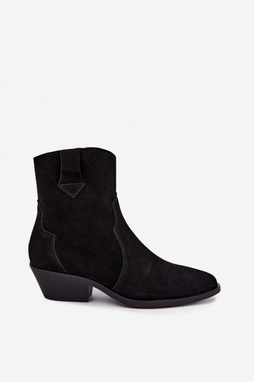 Stivali in finta suede in stile cowboy con tacco color nero Daliae
