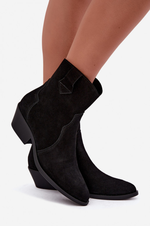Stivali in finta suede in stile cowboy con tacco color nero Daliae