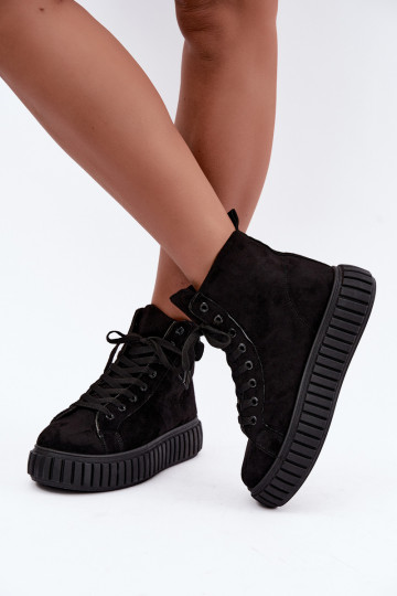 Scarpe casual riscaldate in finta suede con piattaforma in nero Isaria 2
