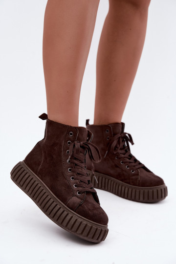 Scarpe casual riscaldate in finta suede con piattaforma in marrone Isaria 2