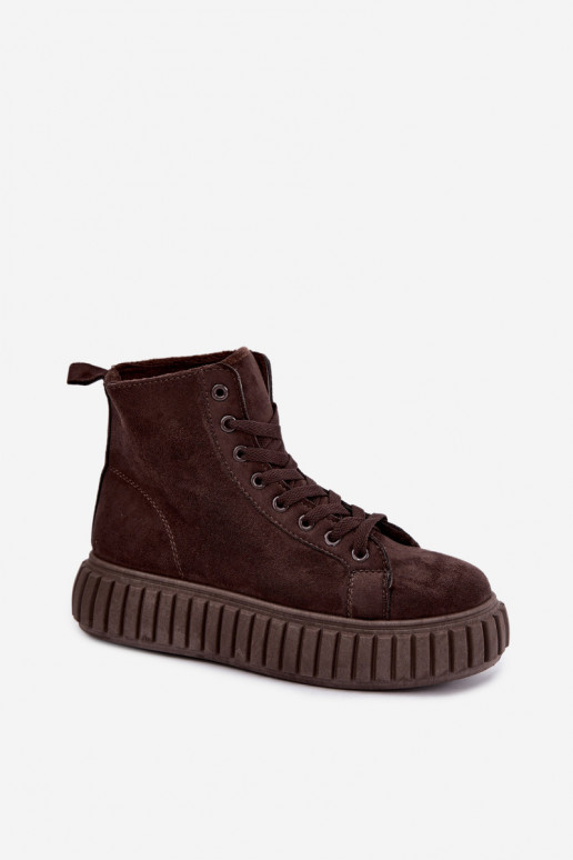 Scarpe casual riscaldate in finta suede con piattaforma in marrone Isaria