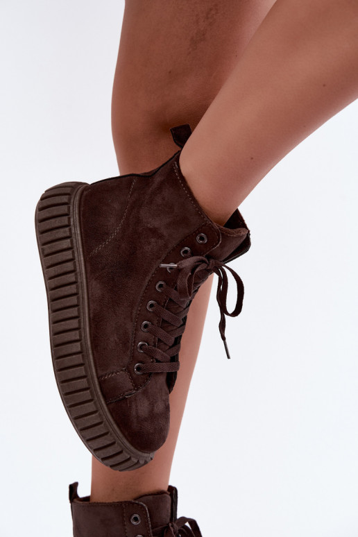 Scarpe casual riscaldate in finta suede con piattaforma in marrone Isaria