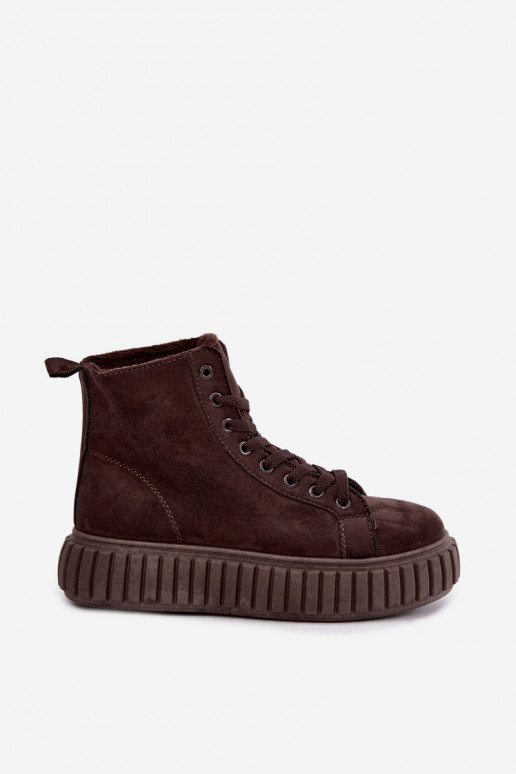 Scarpe casual riscaldate in finta suede con piattaforma in marrone Isaria