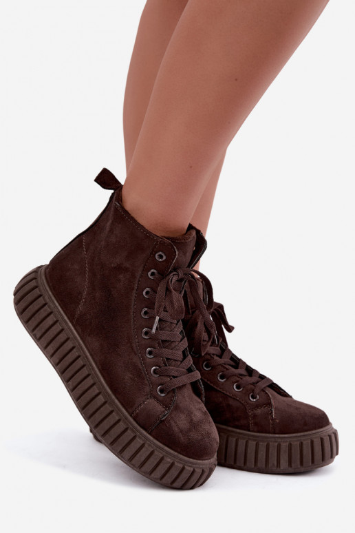 Scarpe casual riscaldate in finta suede con piattaforma in marrone Isaria