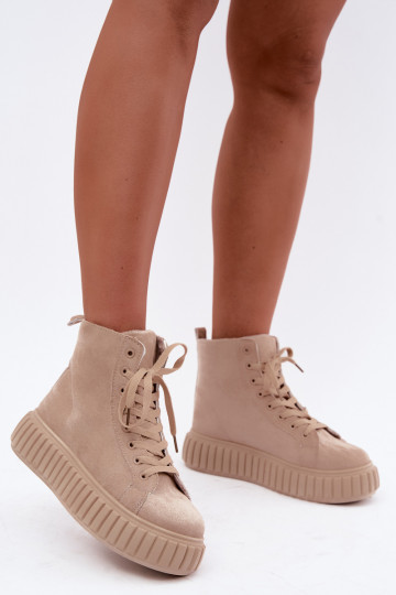 Scarpe casual riscaldate in finta suede con piattaforma color sabbia Isaria