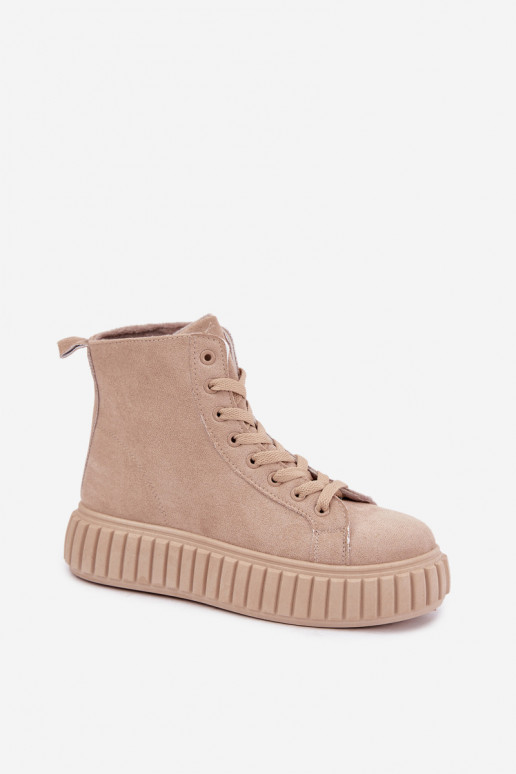 Scarpe casual riscaldate in finta suede con piattaforma color sabbia Isaria