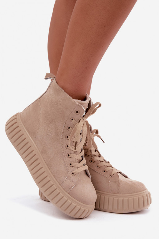 Scarpe casual riscaldate in finta suede con piattaforma color sabbia Isaria