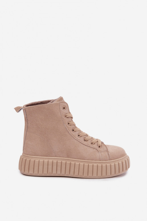 Scarpe casual riscaldate in finta suede con piattaforma color sabbia Isaria