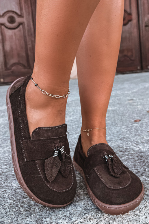 Mocassini in faux suede Barefoot Zazoo 10220, cioccolato