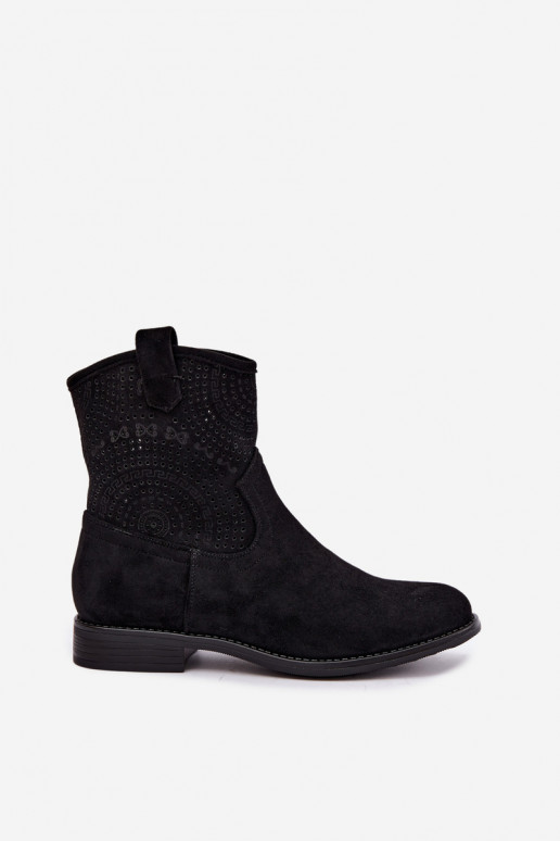 Stivaletti stringati con tacco largo in nero S.Barski HY62-8125