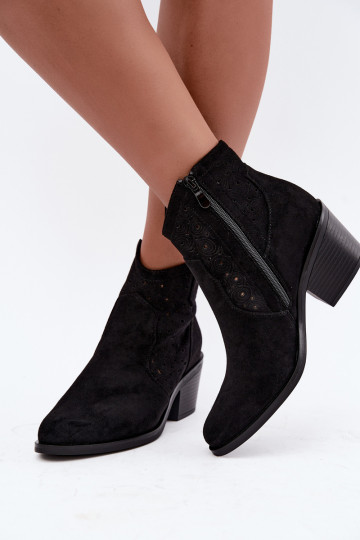 Stivaletti traforati in stile cowboy con tacco S.Barski HY62-8147 nero 2