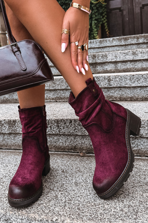 Stivaletti isolati da donna con volant Klocke S.Barski HY62-8100 in bordeaux