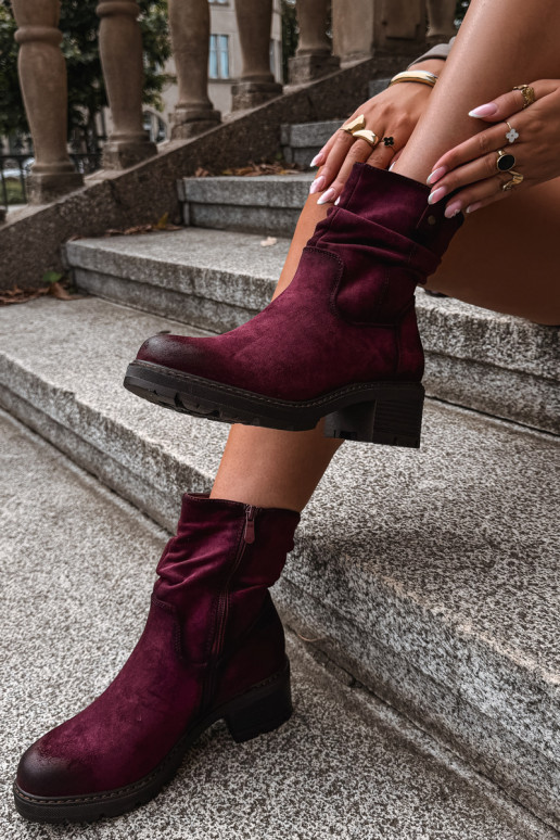 Stivaletti isolati da donna con volant Klocke S.Barski HY62-8100 in bordeaux