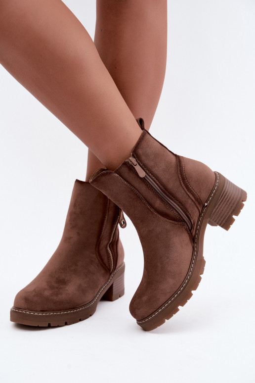 Stivaletti da donna isolati con tacco S.Barski HY62-8101 marrone