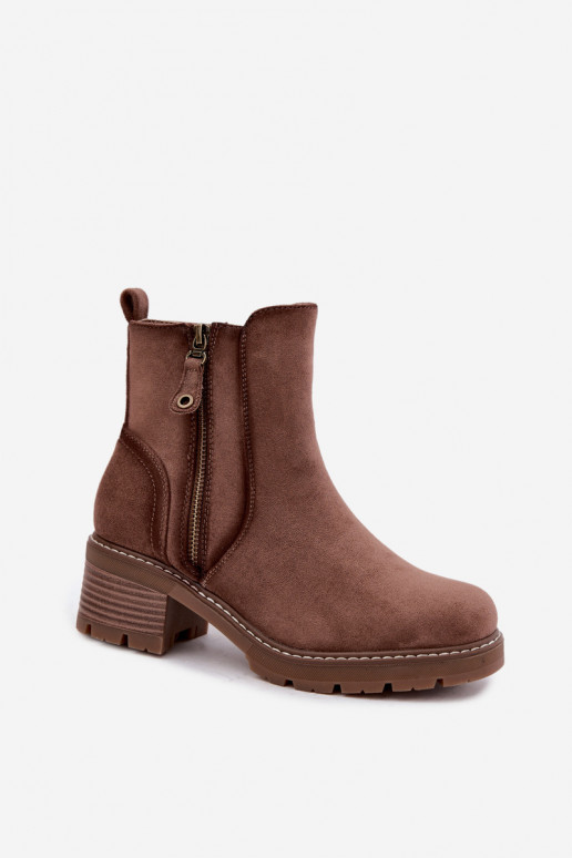 Stivaletti da donna isolati con tacco S.Barski HY62-8101 marrone