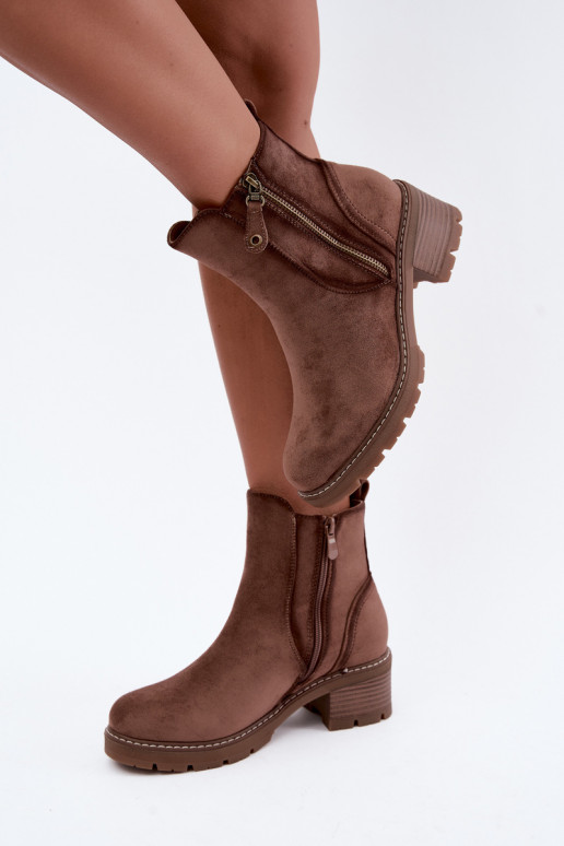 Stivaletti da donna isolati con tacco S.Barski HY62-8101 marrone