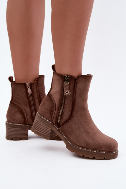 Stivaletti da donna isolati con tacco S.Barski HY62-8101 marrone