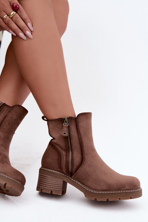 Stivaletti da donna isolati con tacco S.Barski HY62-8101 marrone