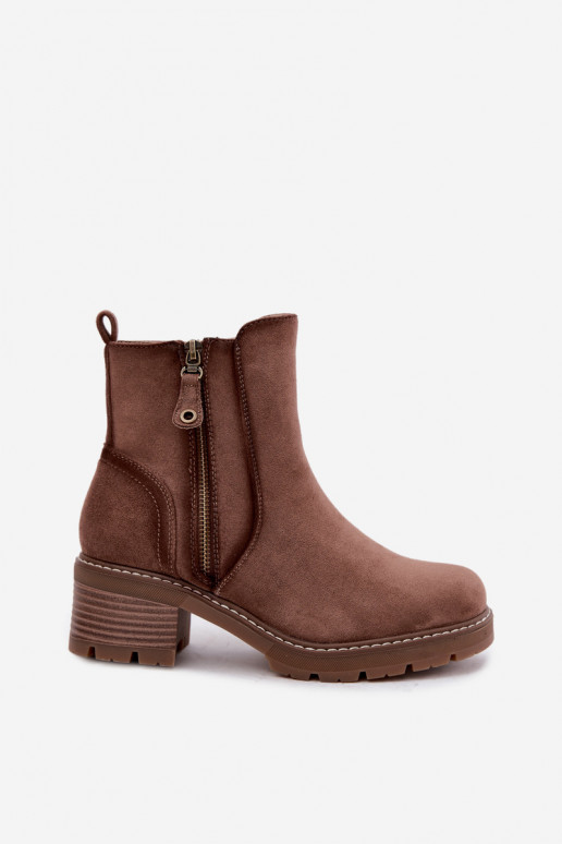 Stivaletti da donna isolati con tacco S.Barski HY62-8101 marrone