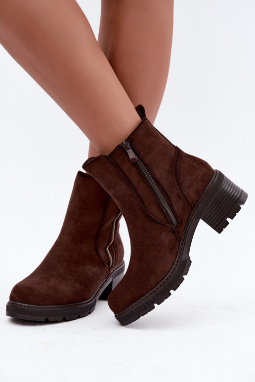 Stivaletti da donna isolati con tacco S.Barski HY62-8101 cioccolato