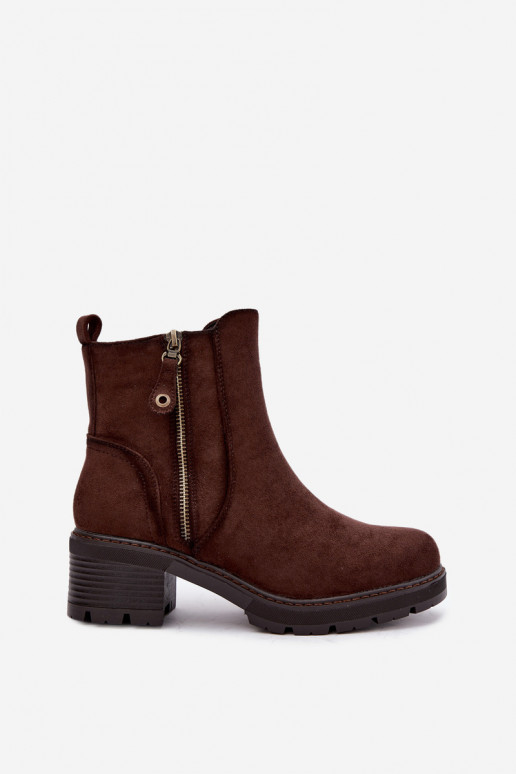 Stivaletti da donna isolati con tacco S.Barski HY62-8101 cioccolato