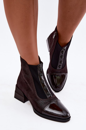Stivali in suede con tacco isolati D&A CR62-3188 cioccolato