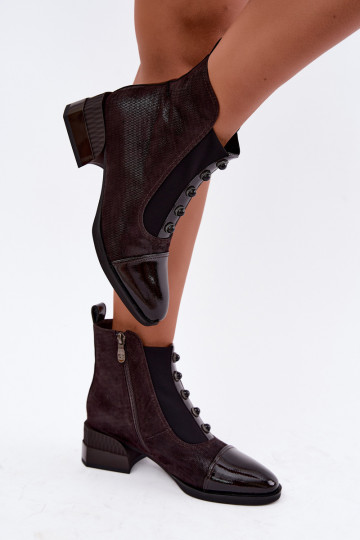 Stivali in suede con tacco isolati D&A CR62-3188 cioccolato 2