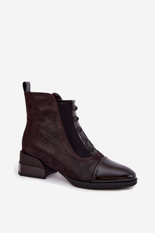 Stivali in suede con tacco isolati D&A CR62-3188 cioccolato