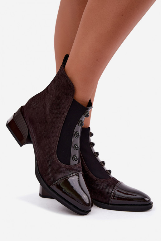 Stivali in suede con tacco isolati D&A CR62-3188 cioccolato