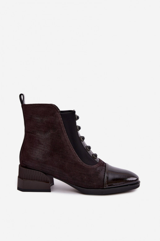 Stivali in suede con tacco isolati D&A CR62-3188 cioccolato