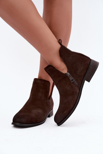 Stivali in suede con ritagli Vinceza 133142 cioccolato