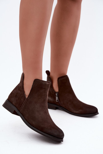 Stivali in suede con ritagli Vinceza 133142 cioccolato 2