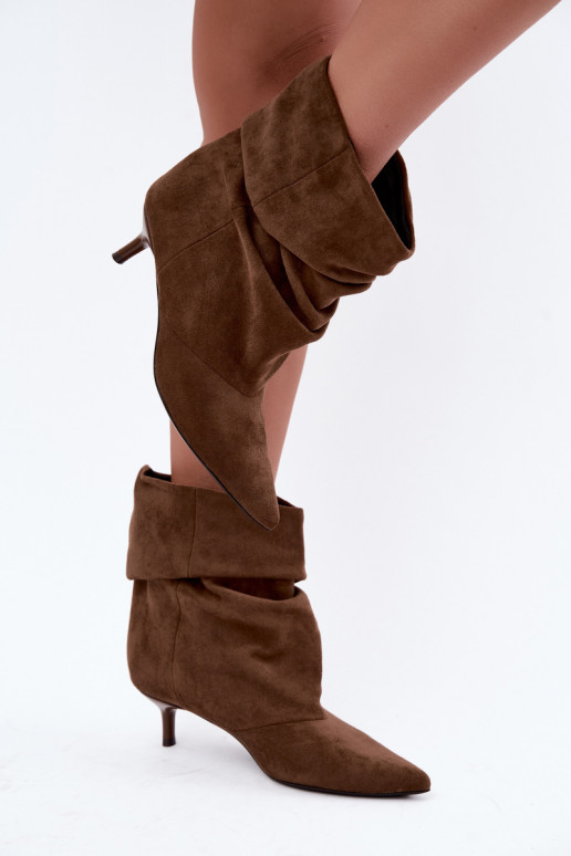 Stivaletti chaki slip-on con tacco Loralia