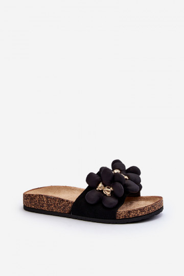Pantofole da donna con dettagli decorativi Bunlia in colore nero