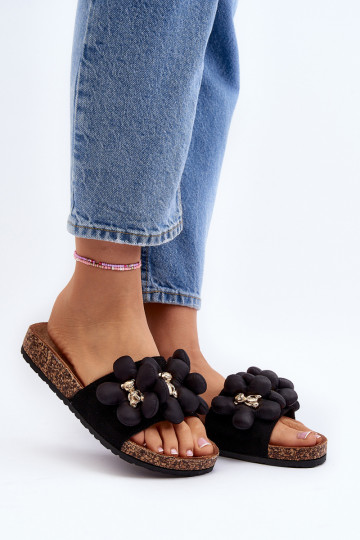Pantofole da donna con dettagli decorativi Bunlia in colore nero 2